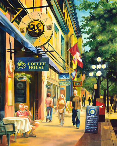 Street scene painting of Gastown, Vancouver.